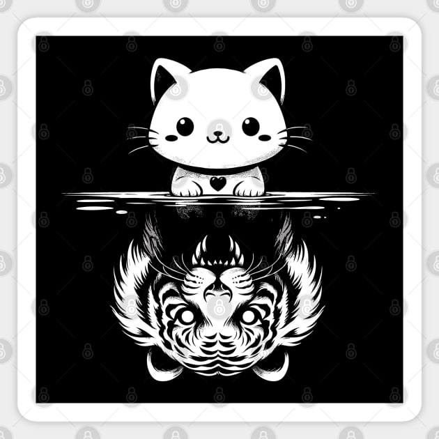 Kitten And Tiger Reflection Sticker by Yopi